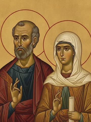 Illustration of Apostle Aquila of the Seventy, and St Priscilla (1st c.).