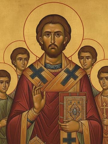 Illustration of Hieromartyr Babylas, bishop of Antioch, and those with him (251)