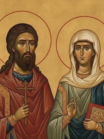Illustration of Hieromartyr Cyprian and Virgin-Martyr Justina (304).