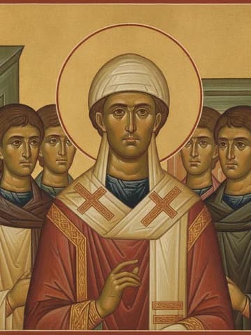 Illustration of Hieromartyr Polychronius, Bishop of Babylon, and those with him (251)