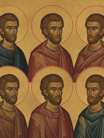 Illustration of Holy Apostles Sosthenes, Apollos, Tychicus and Epaphroditus, Cephas and Caesar
