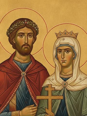 Illustration of Holy Equals-to-the-Apostles Emperor Constantine (337) and Helen, his mother (327)