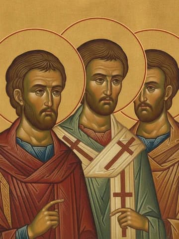 Illustration of Holy Hieromartyrs Hermolaus (305), Hermippus, and Hermocrates at Nicomedia