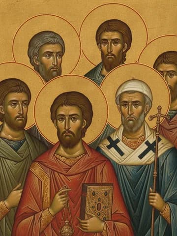 Illustration of Holy Martyrs Archdeacon Laurence, Pope Sixtus, and others with them (258)