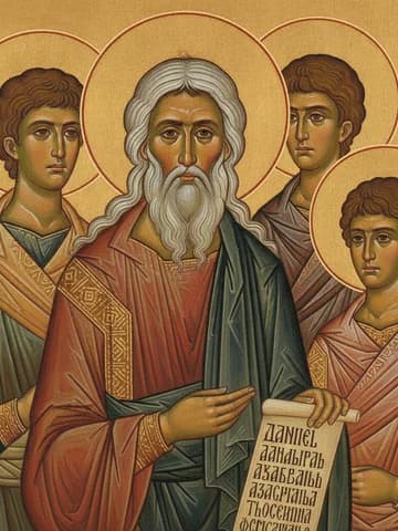 Illustration of Holy Prophet Daniel and the Three Holy Youths Ananias, Azarias and Misael