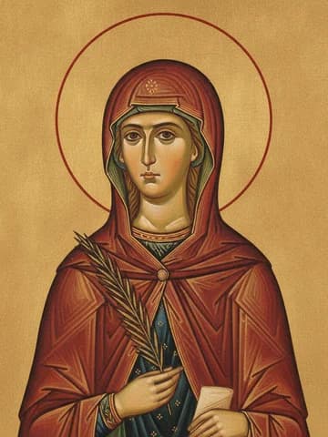 Illustration of Holy Virgin Martyr Winefride of Treffynnon (Holywell), Wales (7th c.)