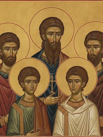 Illustration of Holy Martyrs Acindynus, Pegasius, Aphthonius, Elpidophorus and Anempodistus of Persia (376)