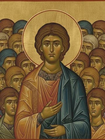 Illustration of Martyr Andrew Strateletes and 2,593 soldiers with him in Cilicia (ca. 289)