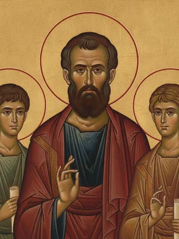 Illustration of Martyr Dometius of Persia (363) and two disciples
