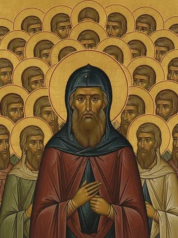 Illustration of Monk-martyr Nikon and 199 disciples, in Sicily (251)