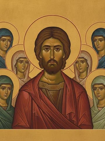 Illustration of Martyr Theodotus of Ancyra and seven virgin-martyrs with him (303)