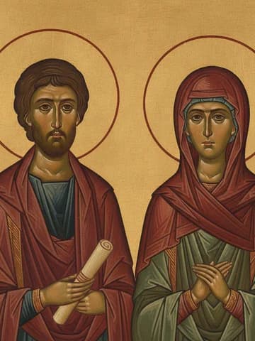 Illustration of Martyrs Timothy the Reader and his wife Maura of Antinoe in Egypt (286)