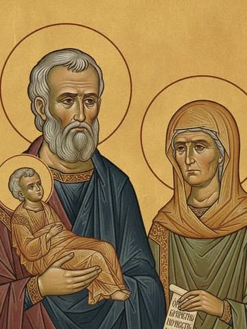 Illustration of Holy and Righteous Symeon the God-receiver and the Prophetess Anna