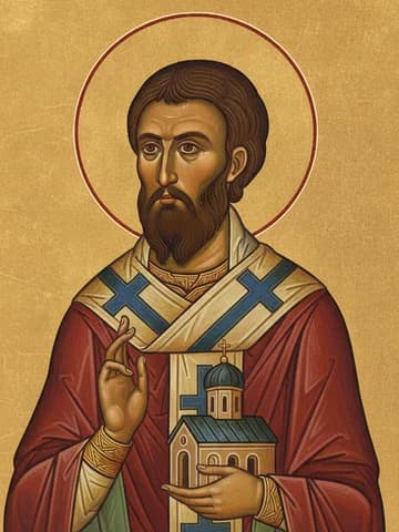 Illustration of Saint Willibrord, first Bishop of Utrecht and Apostle of Holland (739)