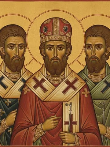 Illustration of Sts Alexander (340), John (595), and Paul the New (784), patriarchs of Constantinople