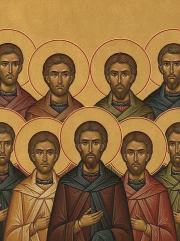 Illustration of Holy Hierarchs of Moscow Peter (1326), Alexis (1378), Jonas (1461), Macarius (1563), Philip (1569), Hermogenes (1612), Philaret (1867), Innocent (1879), and Tikhon (1925)