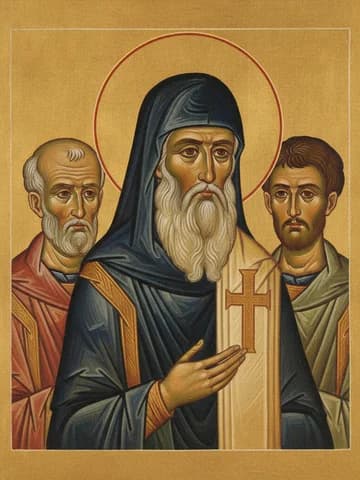 Illustration of St Cosmas the Protos of Mount Athos and his companions (ca. 1274)