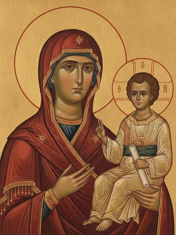 Illustration of Feast of the Tikhvin Icon of the Mother of God. Feast of the Hodigritia Icon of the Mother of God