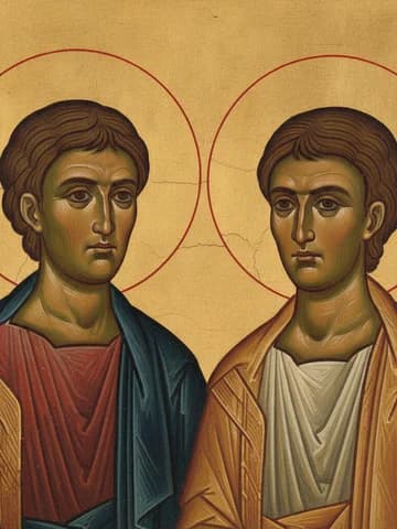 Illustration of Holy and Wonderworking Unmercenaries Cosmas and Damian, martyrs at Rome (284)