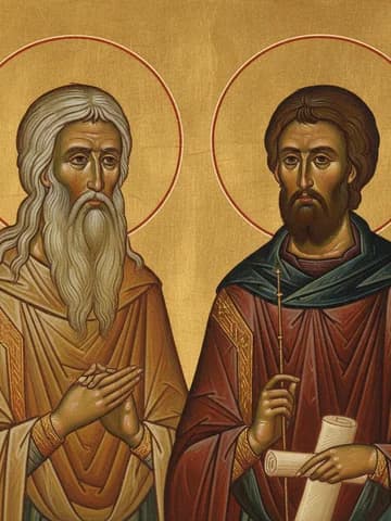 Illustration of Our Holy Fathers Onuphrios the Great and Peter of Mount Athos